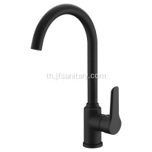 Faucet ครัวทองเหลืองร่วมสมัยเคลือบสีดำ